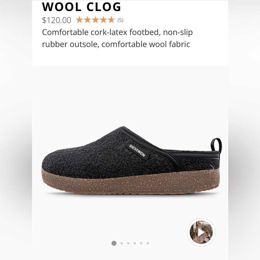 Giesswein Black Wool Clogs
